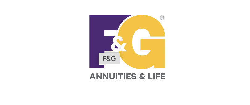 Logo of F&G Annuities & Life with purple and yellow letters.
